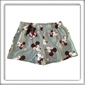 Disney X Aldi Minnie Mouse Mickey Pull On Shorts Pockets Green Size Large NEW!